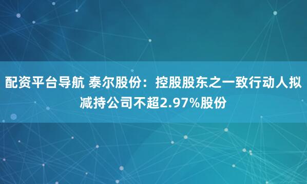 配资平台导航 泰尔股份：控股股东之一致行动人拟减持公司不超2.97%股份